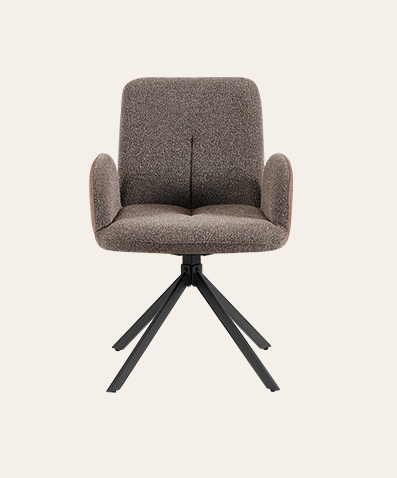 Neal Modern Swivel Dining Chairs with Arms – Leather Upholstered Armrest & Sleek Metal Legs for Living Room Elegance