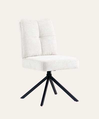 Nix Modern Upholstered Swivel Chair – Beige Fabric & Black Legs for Living Room, Dining, or Stylish Side Seating