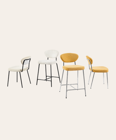 Kaya White Counter Stools | Cushioned Bar Stools with Metal Legs for Kitchen & Counter Height