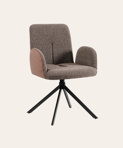Neal Modern Swivel Dining Chairs with Arms – Leather Upholstered Armrest & Sleek Metal Legs for Living Room Elegance